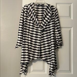 Grey & White Wave Pattern Open Cardigan